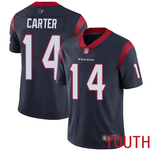 Houston Texans Limited Navy Blue Youth DeAndre Carter Home Jersey NFL Football #14 Vapor Untouchable